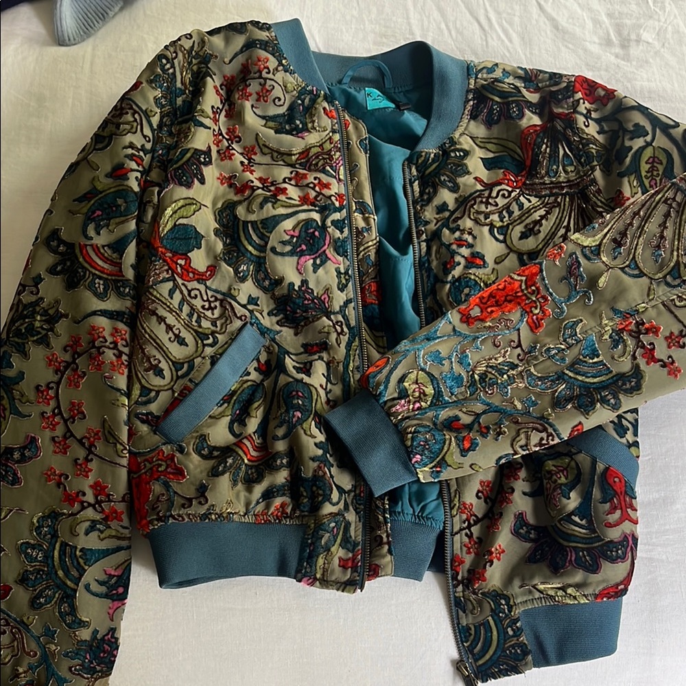 Floral Embroidered Bomber Jacket